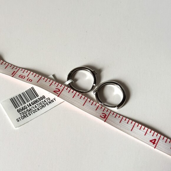 FAO Schwarz Sterling Silver Tiny Hoop Earrings with Crystal Stone Accent - Picture 5 of 5